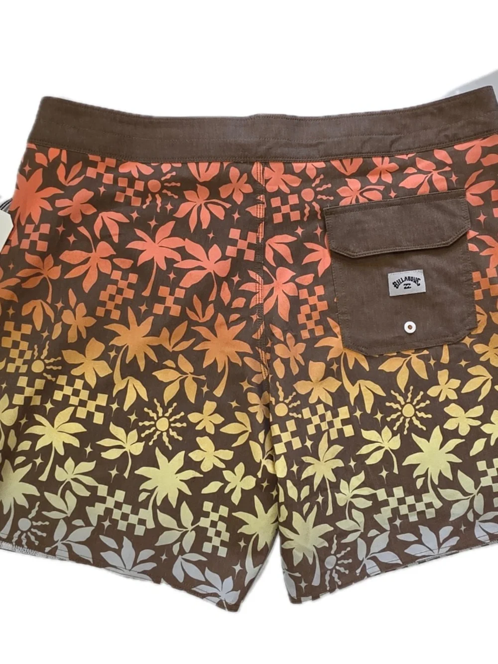Billabong Board Shorts‎ Mens 38 Brown Floral Drawstring Back Pocket Lined